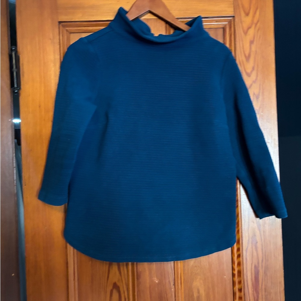 Talbots Teal Blue Ribbed Knit Mock Turtleneck